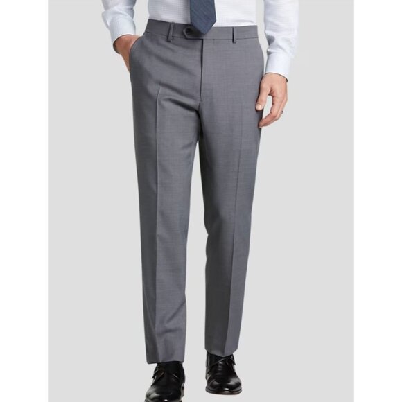 Tommy Hillfiger Mens Gray Dress Pants W36 X L32 Flat Front Buttoned Back Pockets - Picture 1 of 10